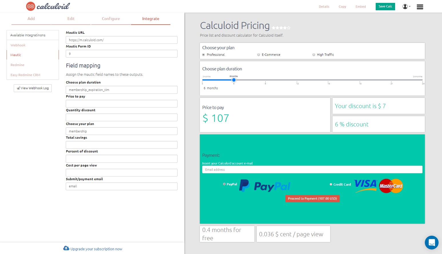 Интеграция Calculoid Mautic