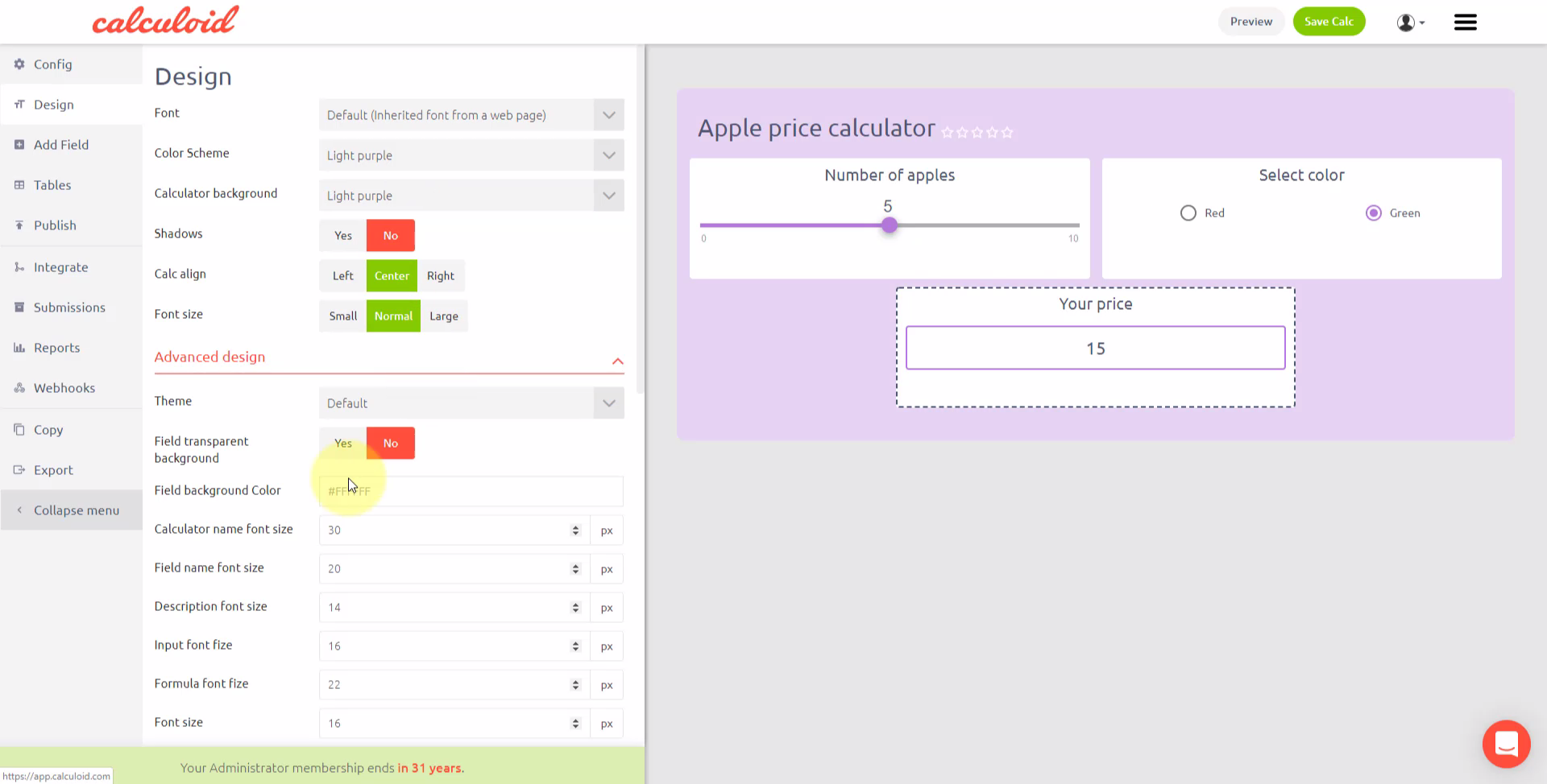 Modèle de calculatrice de magasin en ligne - Calculoid.com