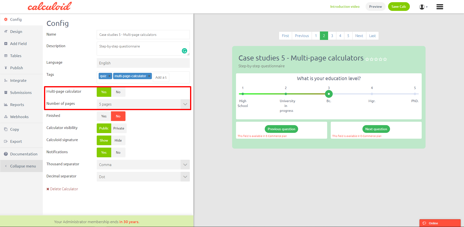 Шаблон калькулятора интернет-магазина - Calculoid.com