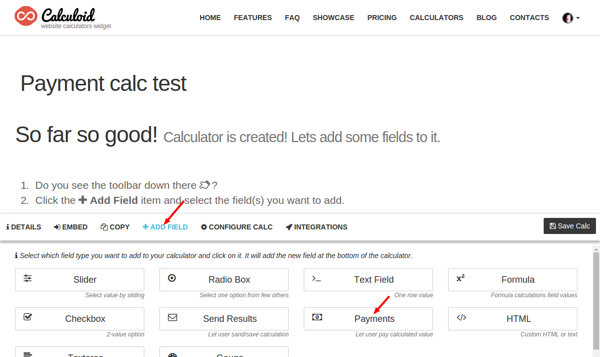 calculoid-надстройку платежно-поле