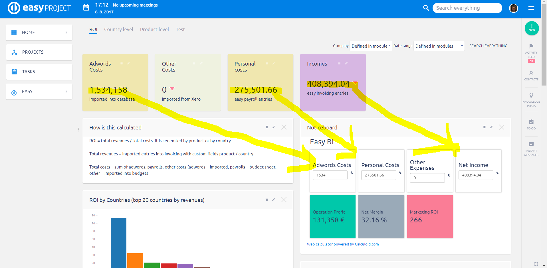 calculateur web d'entreprise pour intégrer