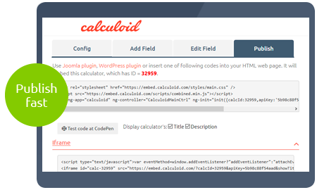 Calculoid Functions Publishing preview