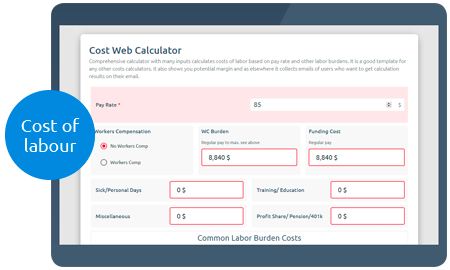 Calculoid Cost Web Calculatorプレビュー